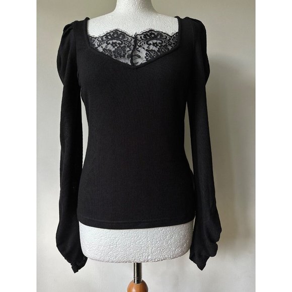 Dorothy Perkins Tops - Dorothy Perkins Rib Lace Trim Top 8, 10, 12, 14, 16, 18 Puff Shoulders, Ruched